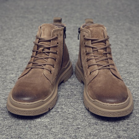 Men's High-Top Trendy Short Boots Tooling Leather Martin Boots